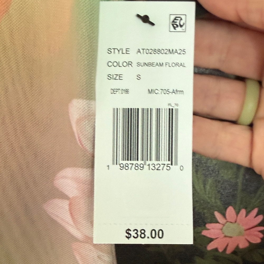 AFRM brand New!!!!Green Multi-Color Floral Mesh Tank Top - Picture 4 of 6